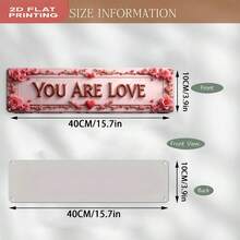 复古“You Are Love”玫瑰心形金属墙饰 - 浪漫金色边框装饰牌，适合乡村婚礼、情人节装饰，经久耐用，易于安装，是馈赠佳品 - 预钻孔设计，可悬挂于墙面或摆放在桌面，2D平面风格 - A - 查看 5