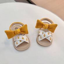 Giày lưới mùa hè cho trẻ sơ sinh/trẻ nhỏ, 0-1 tuổi, 3-6-12 tháng tuổi, giày tập đi cho bé trai/bé gái, đế cao su mềm, chống trượt, họa tiết hoạt hình. - Màu vàng - Xem 3