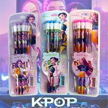 Bộ 12 bút chì chủ đề K-Pop, 12 bút chì gỗ HB kèm tẩy và gọt bút chì, bút chì in hình phù hợp cho học sinh, phần thưởng và quà tặng trong lớp học (Mẫu ngẫu nhiên) - Nhiều màu - Xem 5