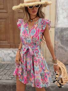 Vestido estampado elegante y romántico de moda casual para mujer en primavera/verano - Rosa - Ver 11