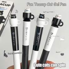 1 Set Animal Cat Dog And Cute Pink Rabbit Style Neutral Ballpoint Pen, Creative Rotating Cup Ballpoint Pen, 0.5mm, Quick-Drying Black Ink, Fun Stress-Relief Rotating Refill, Silicone Sleeve, Quick-Drying, 0.5mm Black Pen Suitable For Office, Back To School, Holiday Gifts. Diary, School, Office Supplies Cute Pen Suitable For Women And Men - MURA Pens - View 15