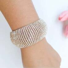 1 chiếc vòng tay ren đính pha lê - Bạc - Xem 3