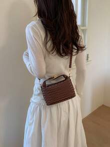 1 Piece Small Polka Dot Print Box Bag, Adjustable PU Zipper Crossbody Bag, Heart-Shaped Tassel Decoration, Fashionable Handbag For Daily Use, Date - 熒光色 - 查看 4