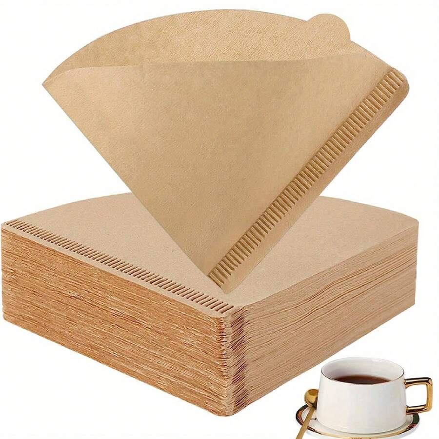 50/100/200张装V型咖啡滤纸,一次性咖啡/茶滤纸,适用于滴滤咖啡机,V01/V02尺寸,白色/棕色,每包50/100/200张,采用原生木浆制成,高品质且不含添加剂,适用于滴滤咖啡,居家及旅行使用。 - 彩色 - 查看 1