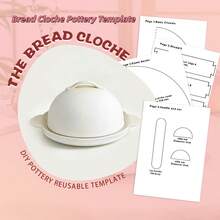 DIY Bread Cloche Pottery Template Kit, 4 Sheets A4 Reusable PET Stencil & Paper Instructions For Clay Slab Building, Reusable PET Clay Stencil & Paper Instructions Ceramic Dome Cover Handbuilding Tool For Home Studio, Art Class & Crafter DIY Ceramic Baker Dome Handbuilding Kit | Slab Construction Tool For Beginner Studio & Hobby Craft - Template - View 1