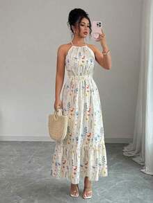 Vestido casual para mujer con camiseta estampada y cintura elástica - Multicolor 2 - Ver 6