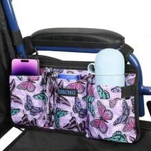 Wheelchair Ide Bag With Cup Holder Wheelchair Art Pouch Acceorie For Walker Rolla Electric Cooter Wheelchair Ideal Gift For Mother' Day And Father' Day -Purple - Purple Butterfly - View 8