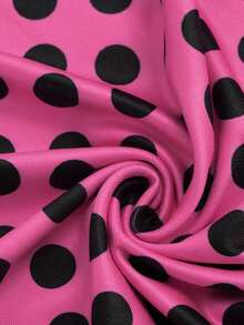 Women's Summer Fashion Polka Dot Print Bandeau Tight Bodycon Dress Elegant - Hot Pink - View 8