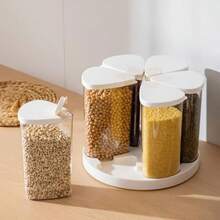 Rice and Grain Dispenser, Rotating 6-Grid Cereal Container, Kitchen Storage for Sugar, Flour, Beans, Candy, Snacks, Home, Counter, Cabinet - atributo único - Ver 5