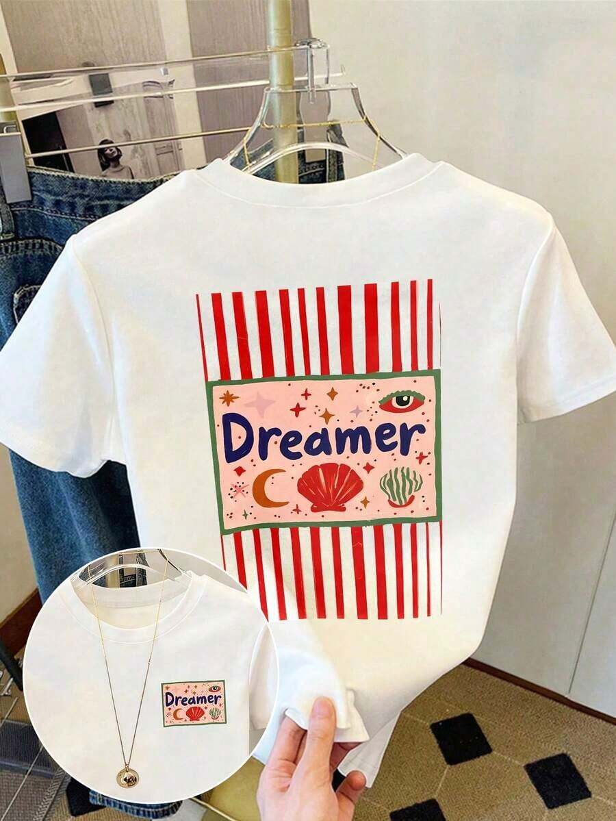 Bohemian Style, Bohemian Style, Women's T-Shirt, Short-Sleeved Graphic Tee, Casual Street Style, Cute Summer Top, Casual Summer Style, Casual Summer Style - 白色 4 - 查看 1