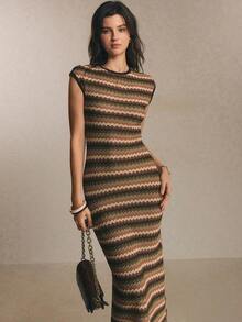 Vestido ajustado de mujer con rayas de moda, de verano - Multicolor 2 - Ver 2