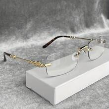 1 Pair Of Blue Transparent Lens Rimless Glasses, Unisex - Reduces Glare From Computer, TV, Phone, And Gaming Screens, Decorative Glasses, Y2K Style, Great Value, Fashionable Glasses, Y2K Design, Suitable For Game Rooms And Offices.Glasses - 銀色 - 查看 3