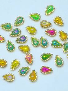 50pcs/Pack, Rhinestone Decor, Sew-On Rhinestone Buttons, Flat Back, DIY Gems, Handmade Jewelry Making, Clothing, Shoes, Decoration, Accessories - Multicolor - View 4