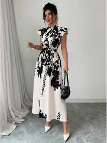 Vestido elegante en blanco y negro para mujer, ideal para el trabajo, citas y vacaciones. - BLANCO - Ver 3