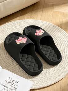 New Comfortable Soft Fashion Versatile Home Black Minimalist Fish Scale Design Thick Sole Lightweight EVA Material Bathroom Slip-On Slippers For Men (Please Choose The Appropriate Size According To Your Foot Length) - Black - View 3