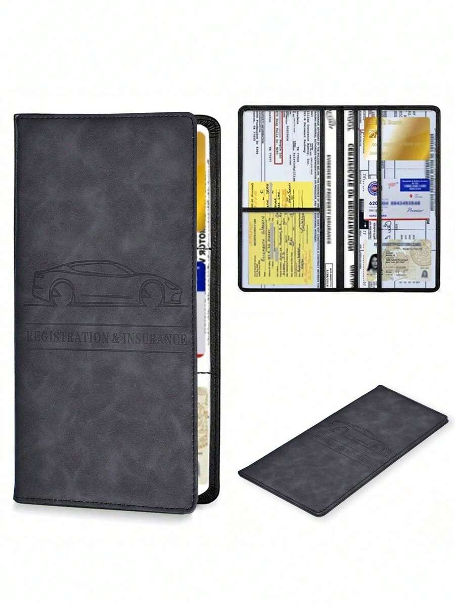 Car Registration And Insurance Card Holder, Vehicle License Document Glove Box Compartment Organizer, Interior Car Accessories For Women Men Teens - 粉紅色2PC - 查看 1
