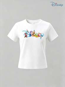 Boys' Disney Lilo & Stitch "World Of Disney" Graphic T-Shirt, Kids Magic Kingdom Inspired Tee, Soft Breathable Casual Top For Boys, Ideal For Everyday Wear, Playground, School, Theme Parks, Vacation & Outdoor Activities - 白色 - 查看 3