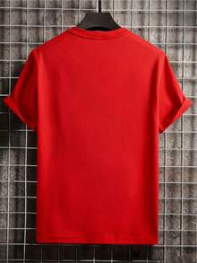1 paquete de camisetas de manga corta estampadas para hombre, con la frase "Mi esposa dijo que no", estilo casual urbano. - Rojo - Ver 2