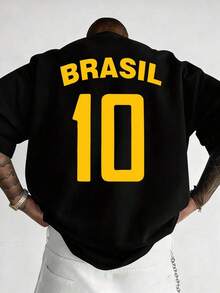 Camiseta Gráfica para Hombre, Camiseta Retro de Fútbol de Brasil - Legendario Número 10, Ropa Casual para Fanáticos del Fútbol, Camiseta de Fútbol, 100% Poliéster, Tejido de Malla Transpirable, Corte Regular, Cuello Redondo - Noir 3 - Ver 7