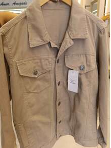 Men's Denim Jacket With Iron Button Closure - Caqui - Ver 4
