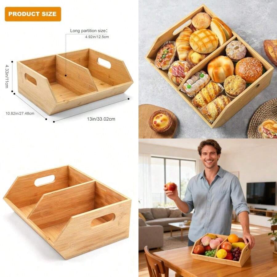 Pantry Organizer - Wooden Stackable Bins For Space-Saving Storage, Durable And Versatile Design With Easy Stacking, Kitchen And Bathroom Storage Containers For Food Snacks Potatoes Onions - atributo único - Ver 1