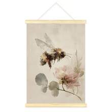 1pc Framed/Unframed Vintage Beed Floral Cottagecore Canvas Poster Cozy Botanical Insect Rustic Wall Art Print Minimalist Farmhouse Decor Retro Scroll Painting For Dorm,Office,Living Room,Modern Home Decoration - A - View 5