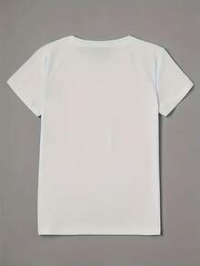 Ropa casual de verano para mujer, de manga corta y a la moda, adecuada para todas las estaciones, una camiseta Q-version hecha por un fan con diseños de múltiples personajes de un actor, el estilo general es lindo y con un toque sentimental. - Blanco - Ver 2