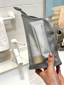 1pc Portable Simple Toiletry Organizer Bag, Waterproof Travel Wash Bag, Transparent EVA Mesh Vertical Cosmetic Pouch - Multicolor - View 9