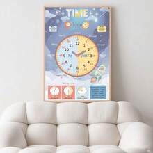 Hiasan Dinding Pembelajaran Waktu yang Menarik - Poster Jam Interaktif untuk Dekorasi Kelas | Bagan Pembelajaran Waktu yang Menyenangkan dan Edukatif dengan AM/PM, Jam Tepat, Seperempat Lewat, dan Lainnya | Ideal untuk Ruang Belajar, Ruang Kantor, dan Lingkungan Pembelajaran | Dekorasi Dinding yang Bergaya dan Praktis untuk Interior Modern - Lukisan dinding - View 2