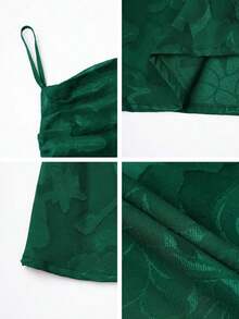 Vestido de verano sexy y elegante para mujer de Unadoll, con cinturón de cordón en la cintura y diseño sin espalda, hecho de tela jacquard, adecuado para vacaciones, playa, citas, vuelta al colegio, bodas, fiestas y otras ocasiones - Verde Oscuro - Ver 8