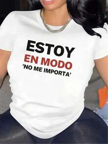ESTOY EN MODO NO ME IMPORTA Camiseta impresa, perfecta para usar en el comedor casual, tela duradera y ligera, ajuste cómodo adecuado para el uso diario, ideal para relajarse en casa o al aire libre, diseño de moda unisex - Blanco - Ver 6