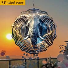 1pc 3D Elephant & Starry Wind Chime With Rotating Hook - 360° Rotating Iron Wind Spinner, 10 Inch Diameter For Indoor/Outdoor Garden Decor, Suitable For Wedding, Christmas, Party - Soothing Sound Effect, Battery/Power-Free, DIY Arch & Home Hanging Decor (Pendant Not Included), Random Style - A - View 7