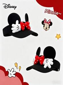 1 chiếc mũ rộng vành kiểu Minnie Mouse của Disney dành cho nữ, có nơ, phần trên bằng lưới thoáng khí, in chữ, thích hợp cho các hoạt động ngoài trời và du lịch, phù hợp cho mùa xuân và mùa hè. - A - Xem 10