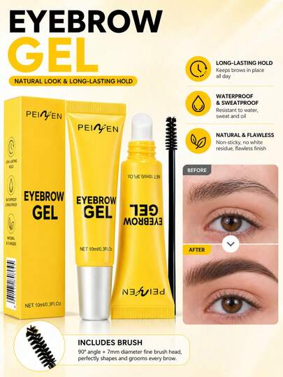 2 piezas Gel de cejas 4D, con sujeción duradera, ligero y resistente al agua, fijación duradera de 24 horas, fórmula transparente de larga duración