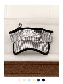 Sombrero de sol a cuadros con protección UV para el verano, diseño bordado, gorra de béisbol con parte superior de malla transpirable y ajustable, adecuada para actividades al aire libre casuales - La letra S - Ver 14