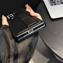 奢华商务PU皮革翻盖手机壳，隐藏式折叠支架，全方位防震保护套，兼容三星Galaxy Z Fold 7 - 黑色 - 查看 7