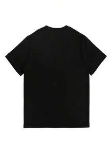 Camiseta Casual Wo - "He Sobrevivido a Demasiados Tempestades para Preocuparme por las Gotas de Lluvia" |     Cuello Redondo, Manga Corta, Tejido Ligeramente Elástico, Top Cómodo para Todas las Estaciones, Estilo Casual, Top para todas las estaciones |     Camiseta con Cita Divertida |     Tejido Elástico - Negro - Ver 3