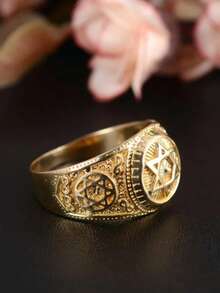 ZHIXUN 1pc Men's Statement Ring,David Star Ring, Jewelry,Spiritual Protection Ring, Gift For Him - Ring - View 3