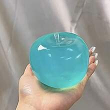 新款蓝色水晶苹果软捏捏乐玩具，超薄皮革质感，慢回弹手工减压小工具 - 彩色 - 查看 2