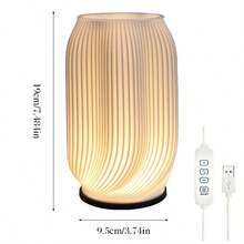 3D Printed LED Decorative Vase Lamp, USB Powered/3 Color Temperatures Dimmable, Suitable For Room, Office Desk, Living Room, Exhibition Hall, Multi-Scenario Lighting Decoration + Flower Arrangement, Plant Decor/Gift - Simple Style a - View 3