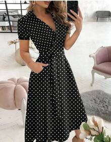 Vestido de verano con estampado de rayas de arcoíris para mujer, vestido largo informal de manga corta con botones, camisa Vintage, vestidos largos elegantes para mujer 2023 - BLANCO - Ver 2