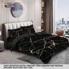 3pcs Marble Texture Pattern Printed Duvet Cover Set, Includes: 1pc Duvet Cover + 2pcs Pillow Shams (Comforter & Pillows Not Included), Polyester Fabric, Soft & Comfortable Bedding Set, Zipper Closure, Machine Washable, Suitable As Gift, For Bedroom, Travel, Dorm (Male/Female) All Seasons - Multicolor - View 7
