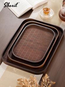 shoxil 1pc Walnut Wood Square Tray, Tea Tray, Tea Set Tray, Storage Tray, Suitable For Home, Party, Tea Room - Tray - View 5