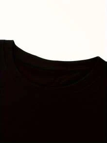 Women's Short-Sleeved Cotton T-Shirt, Y2K Style With Angel Wing Print And Protection Slogan, Round Neck - Soft, Micro-Stretch And Non-See-Through Fabric, Machine Washable, Casual Short-Sleeved Top For Casual Outfits, All-Season Fashion, Bold Graphic T-Shirt, Easy Care Clothing, Relaxed Fit, Retro Style, Comfortable Fit, Printed T-Shirt, For Fashion Lovers. - 黑色 - 查看 5