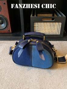 Bolsa de Mão Estilosa em Tecido Patchwork e Couro PU, Bolsa de Ombro Multifuncional Feminina com Alça Superior e Alça Larga, Ferragens Douradas, Compacta e Estilosa, Disponível em Várias Cores, Ideal para Uso Diário, Trabalho, Passeios Casuais e Encontros, Perfeita para Estudantes, Profissionais de Escritório e Jovens Profissionais - Multicolorido - Visão 12