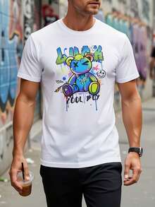 Men's 100% Cotton T-Shirt With Print. A Practical Choice And A Suitable Gift For Sports And Weekend Wear, Suitable For All Seasons In 2025. Loose And Comfortable For Summer. - White - View 9