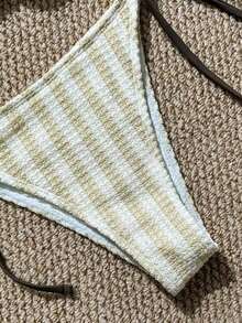 Swim Vcay Set de 3 piezas de cubrecosturas de crochet con cordón estilo boho para bikini - Amarillo claro - Ver 7