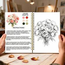 16 Buku Sketsa Cat Air Spiral Bermotif Bunga, 34 Halaman, Kertas Cat Air Premium, Cocok untuk Pemula, Buku Mewarnai Cat Air yang Santai dan Mudah Diwarnai, Hadiah Ideal untuk Teman dan Kolega - Sepotong Tunggal - View 5