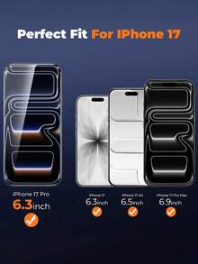 3Pcs,Compatible With IPhone 17 Pro Max [6.7 Inch] 9D Drop Protection,Cell Phones & Accessories/Phone Screen Protectors,High-Definition Anti-Oil Stain,Holiday/Daily/Glamorous/Funky,Tempered Glass Sensor Protection - Black Border Transparent - View 5