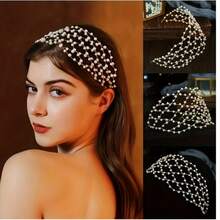 1pc Gold Crystal Rhinestone Headband, Crown Tiara Jewelry Hair Accessory, Gift For Party, Wedding, Bride - Gold - View 2